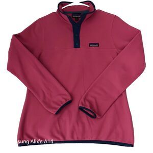 Patagonia Womens Pullover Four Button Front Pink Logo Front Size  Small